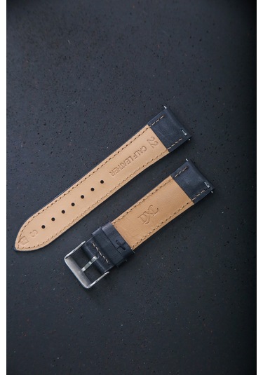 Hakiki Deri 22mm Akıllı Pimli Saat Kordonu Siyah