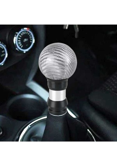 Wondernest Universal Araç Preslenebilir Teleskopik Karbon Fiber Dişli Vites Topuzu, 9,5 Cm Gümüş Gümüş