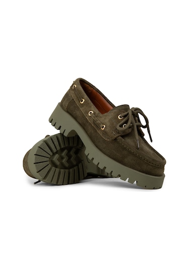 Deery Kadın Hakiki Süet Yeşil Marin Loafer - 02036zyslc01