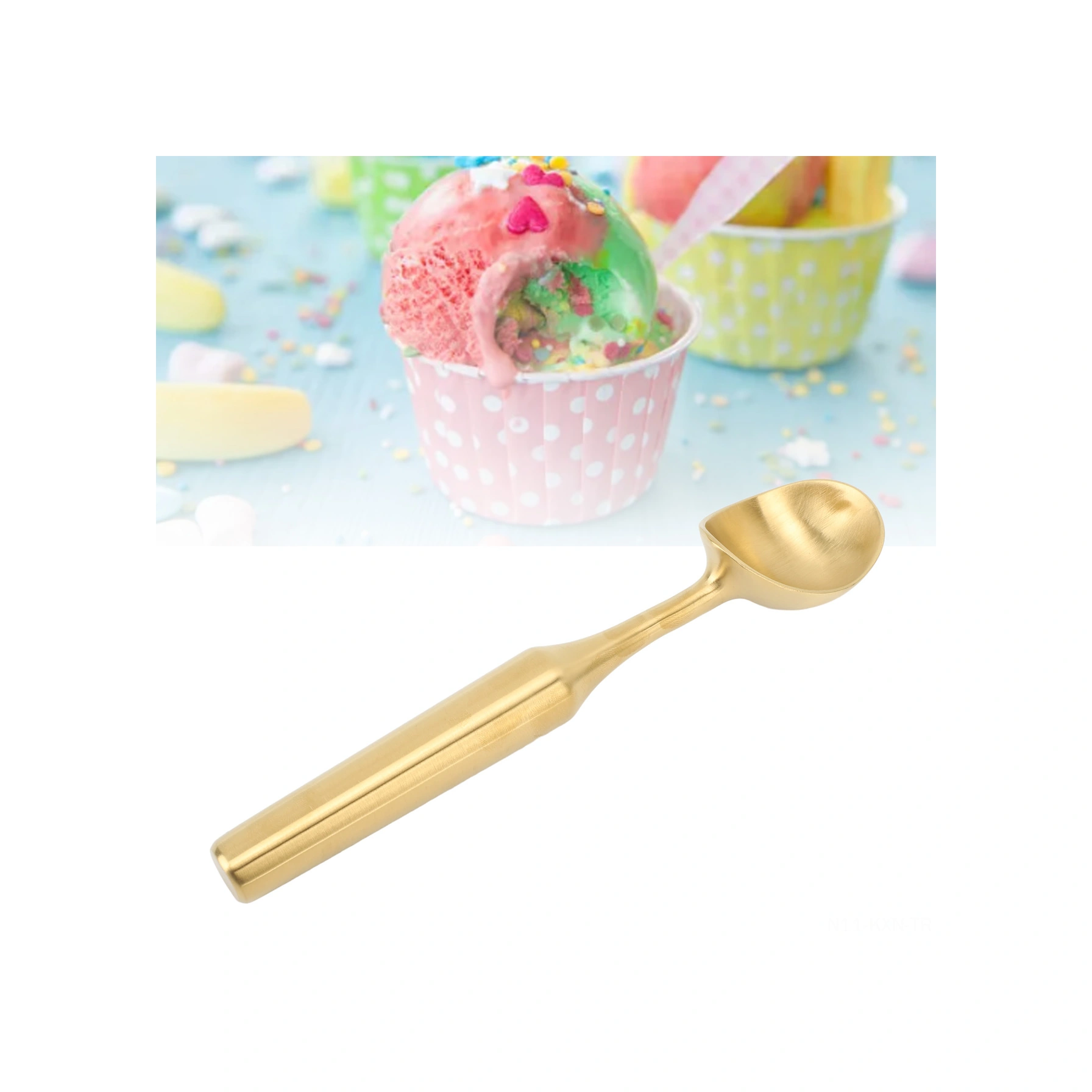 Kosona 304 Paslanmaz Çelik Dondurma Kaşığı: Uzun Saplı, Multifonksiyonel Topaklayıcı - Et, Kurabiye Hamuru Ve Meyve İçin Uygun Altın