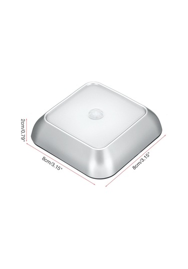 Cbtx Kare İnsan Kızılötesi Sensör Işığı Gece Lambası - Gümüş / Sıcak Işık Diğer