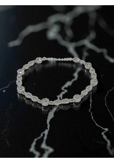 Taşlı Sonsuzluk Ve Çiçek Figürlü Gümüş Bileklik Zarif Ve Işıltılı Tasarım Gümüş