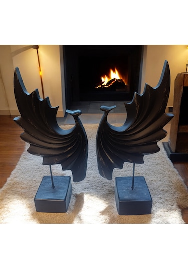 18cm -35cm Ebatlarında Kırılmaz Siyah 2li Tavus Kuşu Biblo