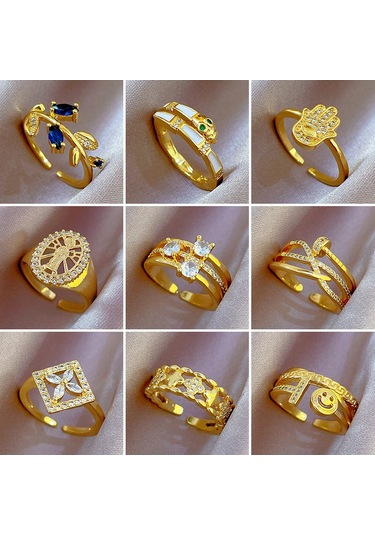 Ayarlanabilir Açıklığa Sahip Zarif Zirkon Yüzük No.26 Çok Renkli