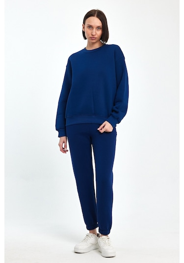 Odda Bisiklet Yaka Sweatshirt Lacivert