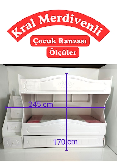 Kral Merdivenli Çocuk Ranzası