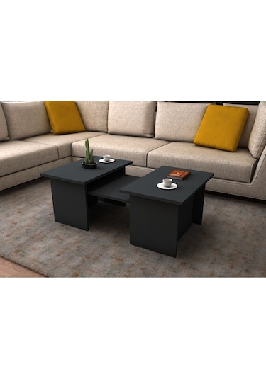 Alina Modern 3'lü Orta Sehpa Zigon Takım 90 CM Antrasit