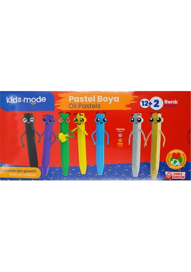 Kids Mode Yağlı Pastel Boya Altıgen 12+2 Renk Dkpb100