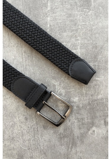Erkek Hasır Örgü Kemer Siyah
