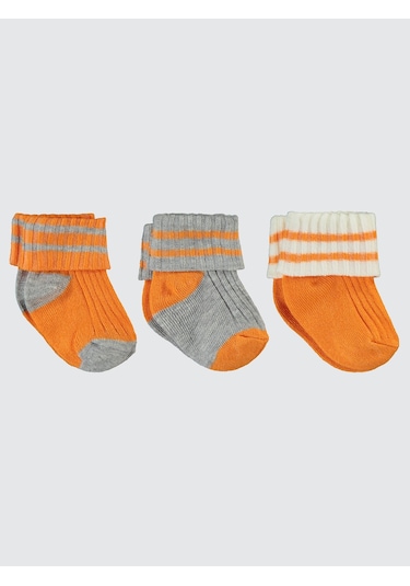 Civil Baby Bebek 3'lü Çorap Set 0-24 Ay Turuncu Turuncu