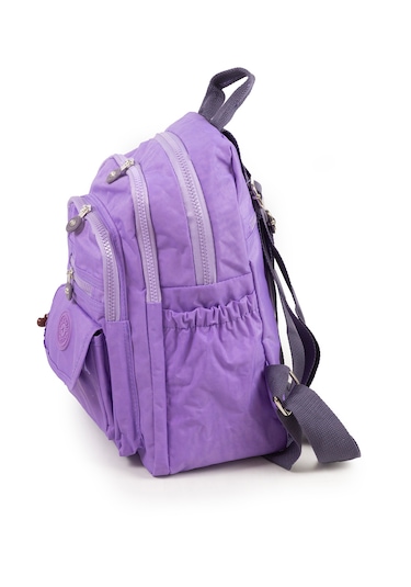 Küçük Boy Krinkıl / Klinkır Su Geçirmez Kumaş Çok Gözlü Günlük Kadın Sırt Çantası Lila 8317 Lila
