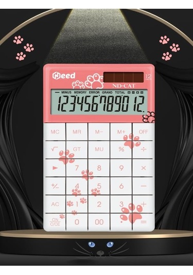 Need Nd-cat Pembe Kedi Pati Desenli Hesap Makinesi Pembe