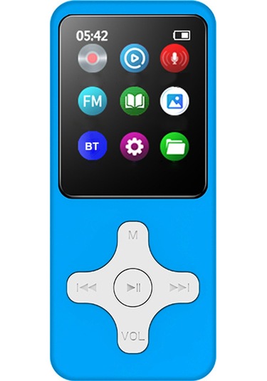 Geeroyoo Bluetoothlu Haç Desenli 32gb Mp3/mp4 Çalar - Spor Ve Öğrenci İçin Fm Radyo, Kayıt, Metin Okuma, Mp4 Video - Mavi Beyaz