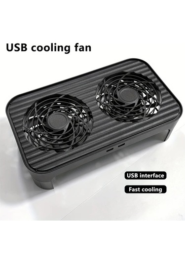 Xuweiwei Usb Çift Fanlı Siyah Router Soğutma Tabanı Sessiz Hızlı Soğutma Wıfı Router Standı Dayanıklı Plastik Tasarım