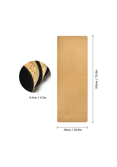 Ranyeek Doğal Kork + Tpe Dalgalı Taban Antipatlama Fıtnes Matı - 183x68x0.5cm Işıklı Yüzey, İyi Tutuculuk Sağlar Çok Renkli