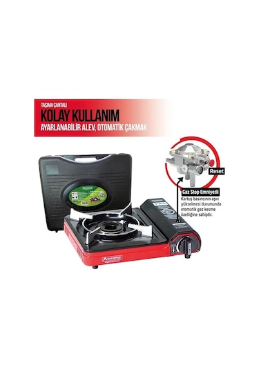 Orcamp Ck-505 Tekli Portatif Kamp Ocağı Gaz Stop Emn Kırmızı