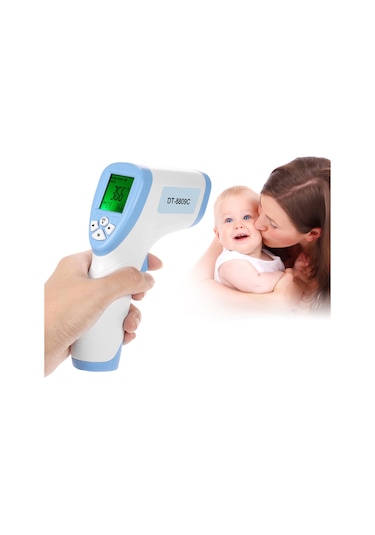 Jeemson El Tipi Mavi Dijital Enstrüman Dt8809c, Dokunmadan Kafa Sıcaklığı Ölçer, Alarmlı, Pil Yok