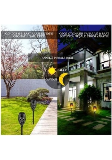 Periboia Solar Alev Efektli Bahçe Lambası