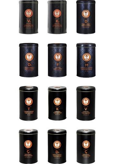 Tarihi Ertuğrul Kahvesi Tanışma Seti Türk Ve Dibek Kahvesi Çeşitleri Teneke 12 x 250 G