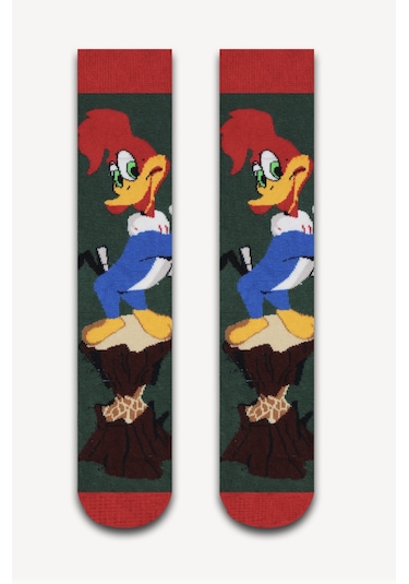 Bidigago Ağaçkakan Woody Desenli Unisex Çorap Renkli