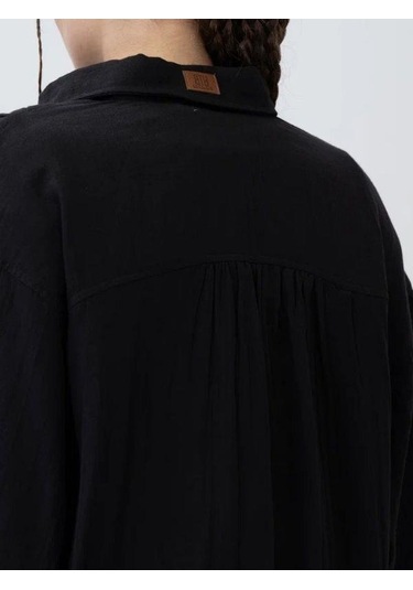 Kız Çocuk Müslin Kumaş Gömlek Pantolon Takım-15786 Siyah