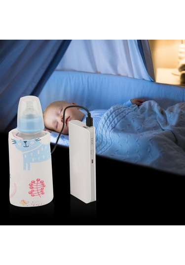 Usb Biberon Isıtıcı Taşınabilir Süt Seyahat Isıtıcı Saklama Kapağı Yalıtım Termostatı