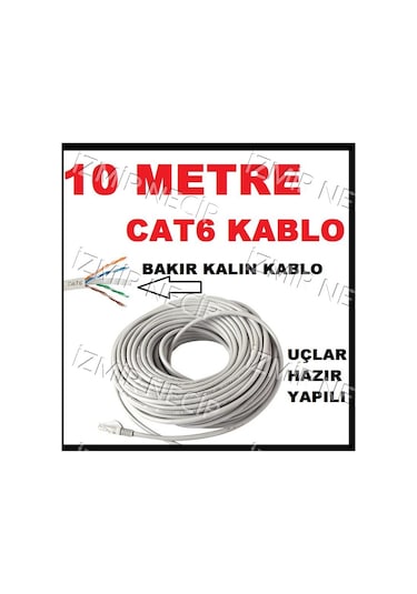 Ncpline İzmirnecip 10 Metre Cat6 Cat 6 Internet Ağ Kablosu Ethernet Lan Pc Modem