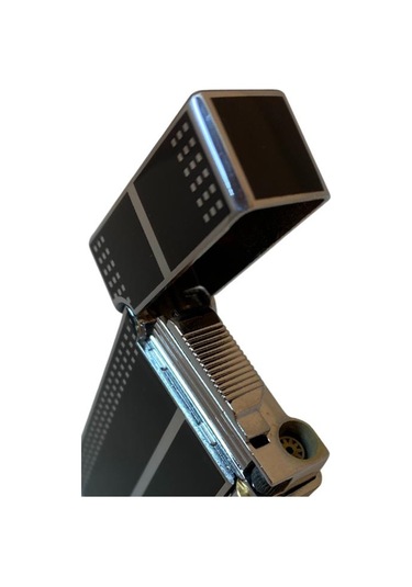 Siyah Gümüş Desenli Tek Torch Pürmüz Puro Çakmağı - Tr6685
