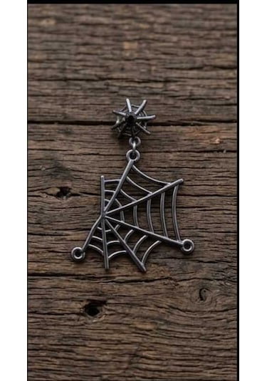 Dükkan Design Gotik Örümcek Ağı Küpe Antrasit