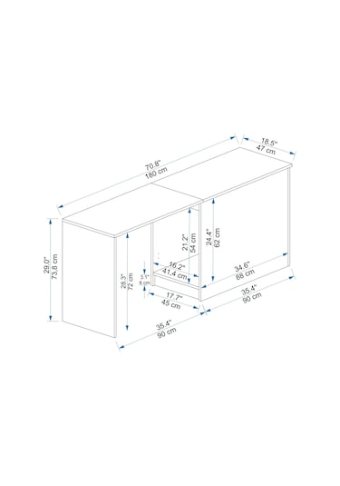 Arnetti Akser Dolaplı Geniş Çalışma Bilgisayar Masası Atlantik Çam Antrasit - Akser