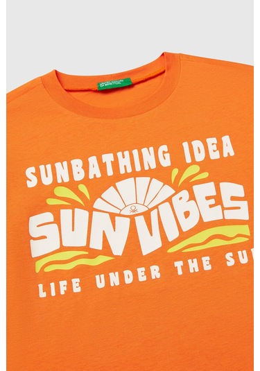 United Colors Of Benetton Erkek Çocuk T Shirt 3jerc10pe Turuncu Turuncu