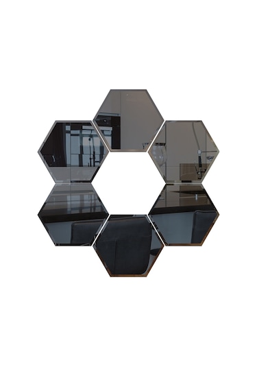 Ayna | Füme Ayna | 6'Lı Takım Altıgen Tavan Aynası Füme