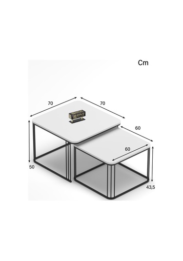 Orta Sehpa İkili Alize Beyaz Beyaz