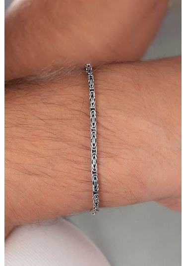 925 Ayar Gümüş 2 Mm Kral Erkek Bileklik 19 Cm
