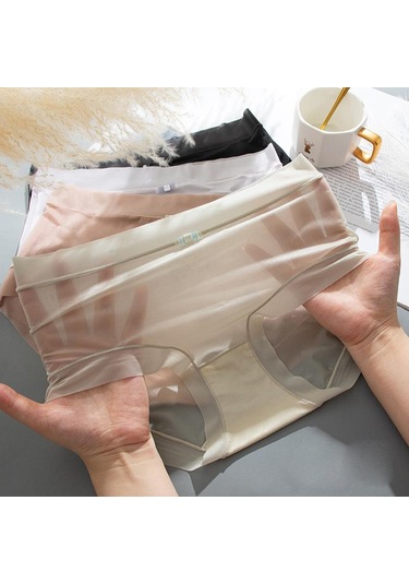 Yeşil Yaz Kadın Moda Buz Ipek Külot Ultra-ince Dikişsiz Yumuşak Bikini Külot Güzellik Kalça Pantolon İç Giyim Yeşil