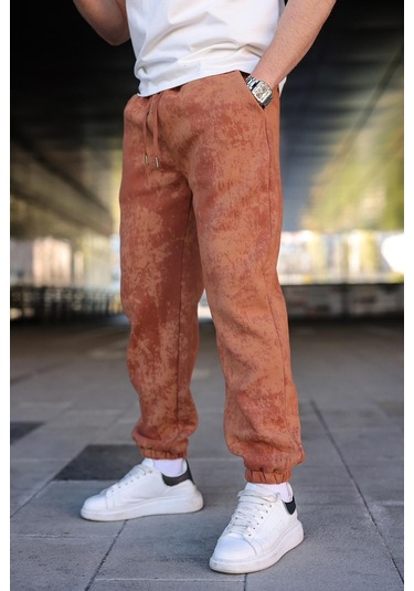 Kahverengi Batik Desenli Jogger Eşofman Altı E6582 Kahverengi