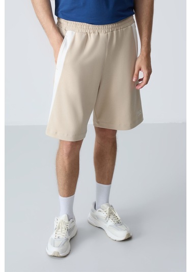 Tommy Life Bej Pamuklu Kalın Yumuşak Dokulu Standart Fit Basic Erkek Şort - 81280 Bej