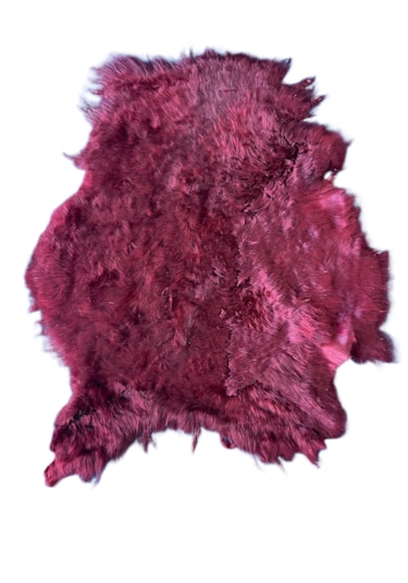 Gerçek Uzun Tüylü Koyun Postu Bordo 80 X 60 Cm