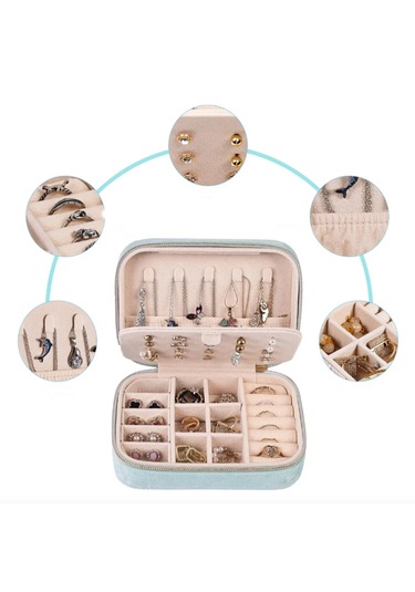 Mdl1-kadife Mavi Takı Kutusu Yeni Tasarım Fermuarlı Düzenleyici