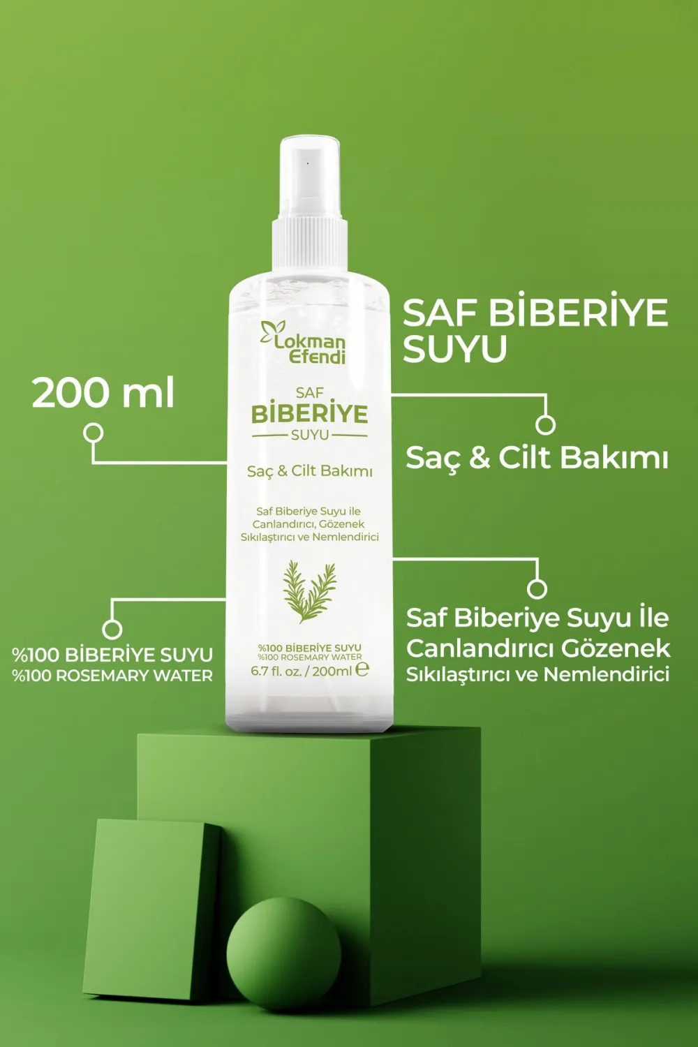 Lokman Efendi Saf Biberiye Saç Bakım Suyu 200 Ml