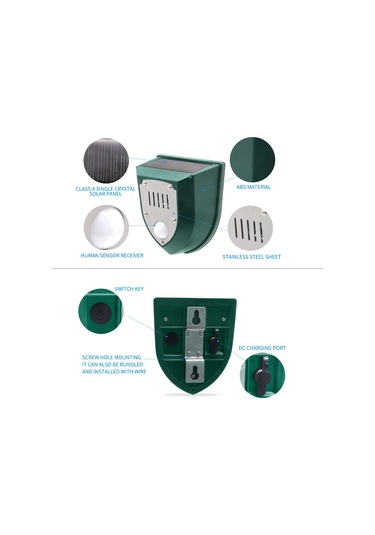 Mufunye Güneş Enerjili Elektronik Ultrasonik Kovucu Pır Hareket Sensörü Alarm Zamanlı İnsan Vücudu İndüksiyo
