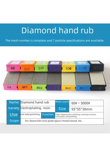 Yuntech01 El Elle Diamantlı Zımpara Bloku, Seramik Taş Cam Kenar Testere, Reçine 1500 , Makine Gerektirmeden El İle Kullanıma Uygun Zımparalama Aracı