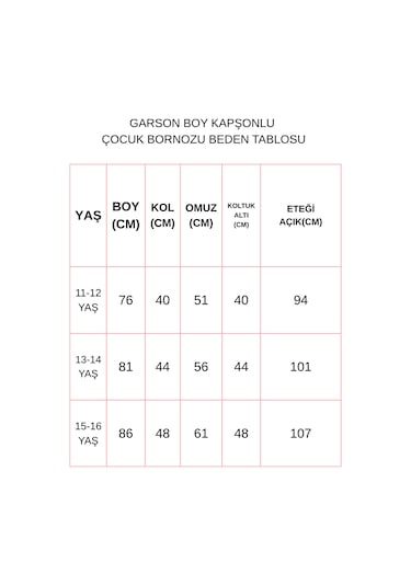 Genç Kız / Erkek Çocuk Kapşonlu Garson Boy Kadife Bornoz %100 Pamuklu Turkuaz