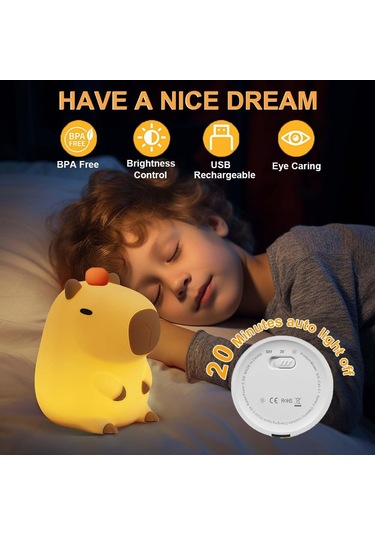 Yaleker Usb Şarjlı Dokunmatik Çocuk Gece Lambası - Yumuşak Silikon Zamanlayıcılı Oda Aydınlatma Çok Renkli