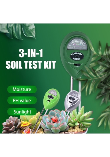 Xiyyadms Toprak Ph, Nem Ve Işık Yoğunluğu Testeri - Üçlü Fonksiyonlu Bahçe Bitki Bakımı Aleti - Gümüş