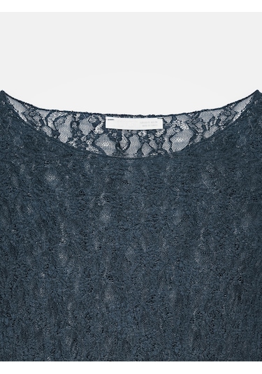 Dilvin 32764 Kayık Yaka Dantel Top-indigo İndigo