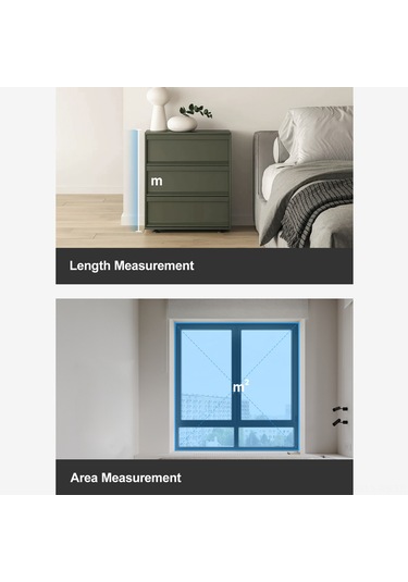 Reedark 60m Lazer Mesafe Ölçer, 2mm Hassasiyetli, 2.0" Işıklandırmalı Ekran, Abs Gövde, İnfrared Ölçüm Aleti Siyah