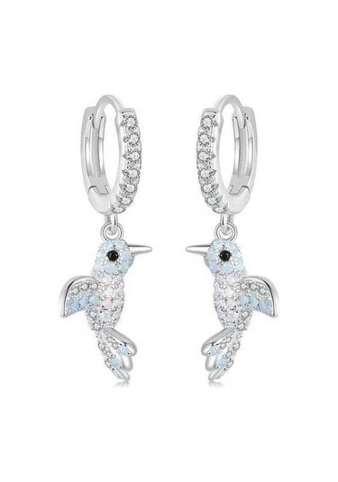 Novahub 925 Ayar Gümüş 3d Kuş Halka Küpe - Kadın Ve Genç Kızlar İçin Hipoalerjenik, Klasik Moda Küpe Takı Beyaz Altın