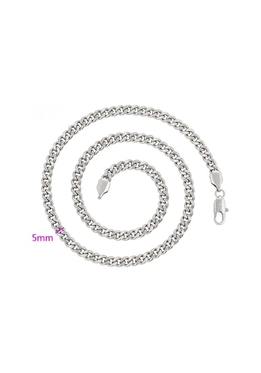 Platin Kaplama Klasik Gurmet Zincir Kolye / 55 Cm Silver