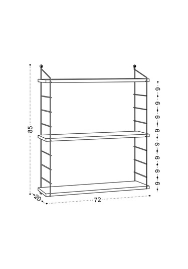 Decormet Armoni Raf Seti 3 Raflı 200 720 Metal Beyaz+ahşap Beyaz - Ahşap